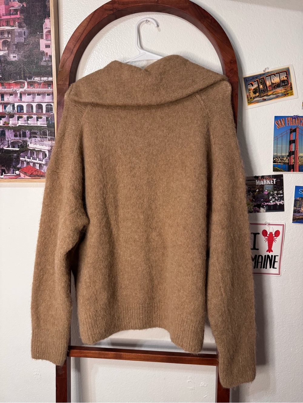 Vince Quarter Zip Alpaca Blend Sweater in camel brown - Picture 7 of 7